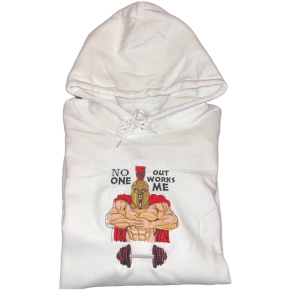 Spartans No One Out Works Me White Hoodie - Picture 5 of 6